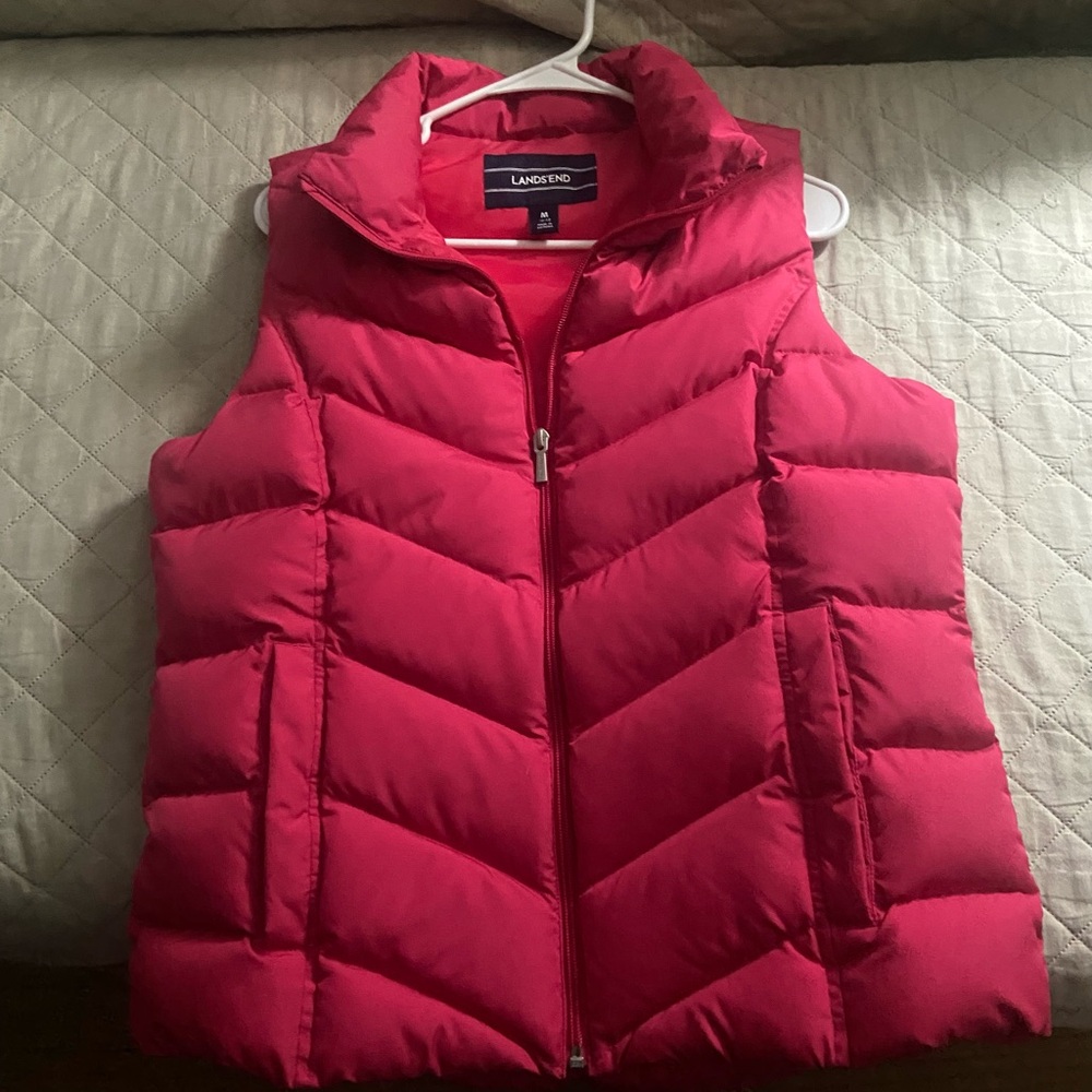 Lands' End Women's Quilted Puffer Vest in Hot Pink